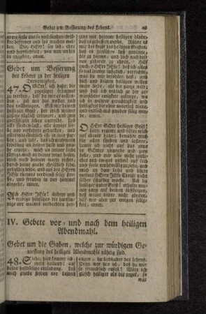 IV. Gebete vor - und nach dem heiligen Abendmahl.