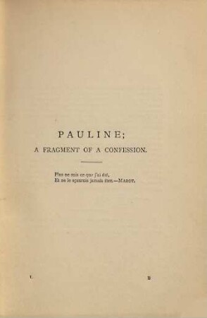 Robert Browning's poetical works, 1. Pauline