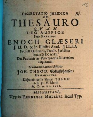 Diss. iur. de thesauro