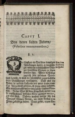 Caput I. Von denen kalten Fiebern.