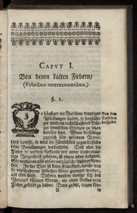 Caput I. Von denen kalten Fiebern.