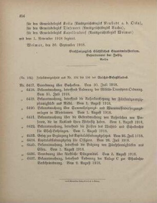 Nr. 183: Inhaltsverzeichnis aus Nr. 104 bis 106 des Reichs-Gesetzblattes