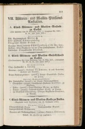VII. Witwen= und Waisen=Pensions=Anstalten.