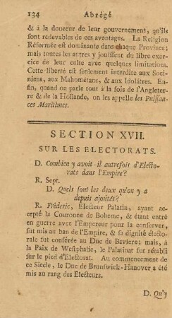 Section XVII. Sur Les Electorats