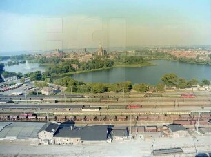 Hauptbahnhof von Stralsund : Blickrichtung Nordosten zur Altstadt