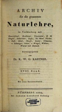 Archiv für die gesammte Naturlehre. 18 (1829)
