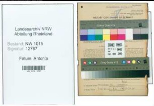 Entnazifizierung Antonia Fatum , geb. 10.03.1899 (Postassistentin)