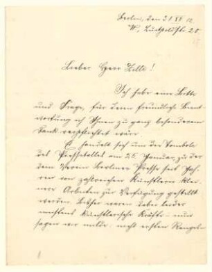 Eigenhändiger Brief von Max Osborn an Heinrich Zille