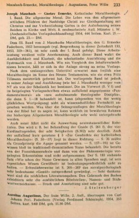 233 [Rezension] Mausbach, Joseph, Die allgemeine Moral