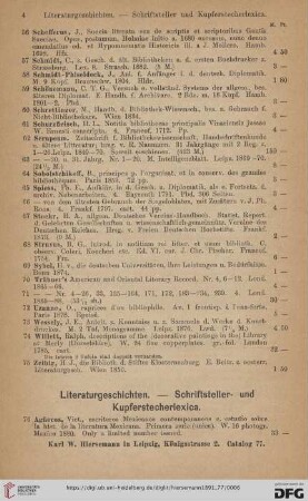 Literaturgeschichten. - Schriftsteller- und Kupferstecherlexica (Nr. 76 - 158)