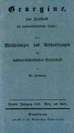 Neunter Jahrgang 1832. März und April.
