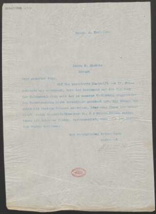Brief an Wilhelm Aletter : 05.03.1912