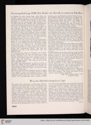 43: Gartengestaltung 1930: Die Rolle der Kritik in unserem Schaffen