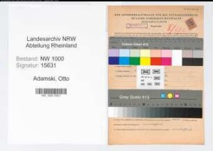 Entnazifizierung Otto Adamski, geb. 04.08.1908 (Studienassessor)