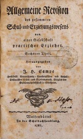 Allgemeine Revision des gesammten Schul- und Erziehungswesens, 6