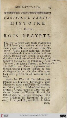 Troisième partie: Histoire des rois d’Égpyte