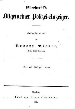 Eberhardt's allgemeiner Polizei-Anzeiger. 53. 1861 = Juli - Dez.