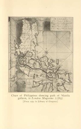 Chart of Philippines showing path of Manila galleon, in London Magazine