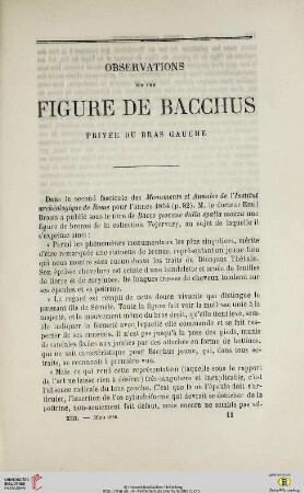 N.S. 13.1866: Observations sur une figure de Bacchus privée du bras gauche