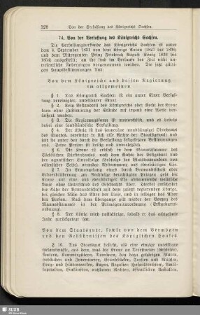 74. Von der Verfassung des Königreichs Sachsen