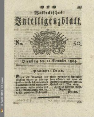 No. 50. Dienstag den 11 December 1804