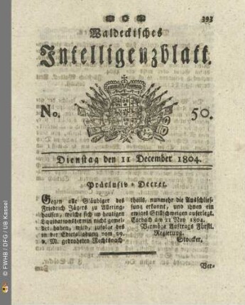 No. 50. Dienstag den 11 December 1804