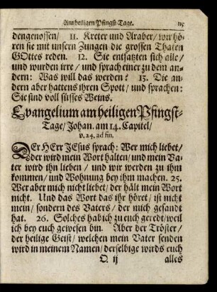 Evangelium am heiligen Pfingst-Tage/ ...