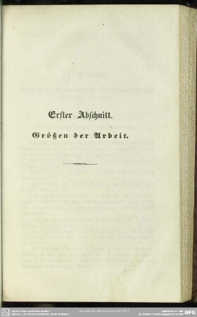 Erster Abschnitt. Größen der Arbeit