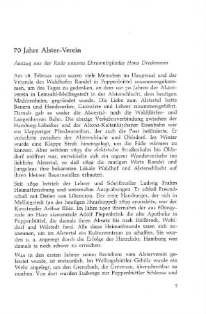 70 Jahre Alster-Verein
