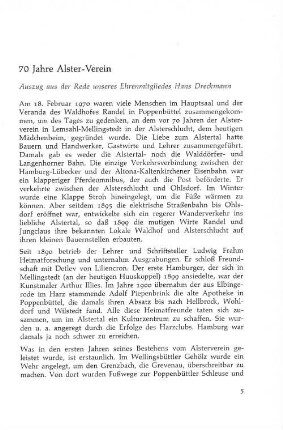 70 Jahre Alster-Verein