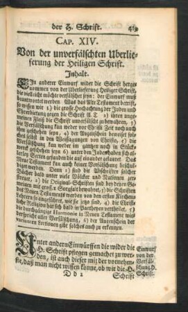 Cap. XIV. Von der unverfälschten Uberlieferung der Heiligen Schrift.