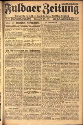 Ausgabe vom Dienstag, den 22. März 1927.