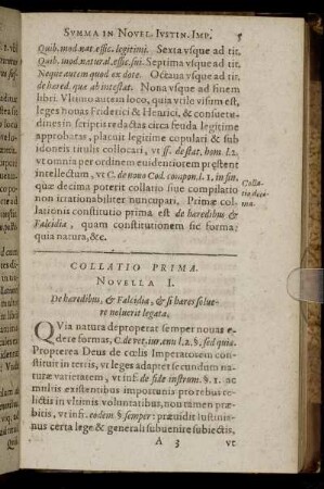 Collatio Prima. Novella I. - VI.