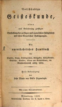Vollständige Geisteskunde : oder auf Erfahrung gestützte Darstellung der geistigen und moralischen Fähigkeiten und ihrer körperlichen Bedingungen, 2. Neue Philologie des Gehirns und Philologie des menschlichen Geistes