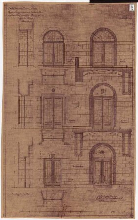 Königliches Residenzschloss Posen, Posen: Ansichten Türen 1. und 2.OG 1:25