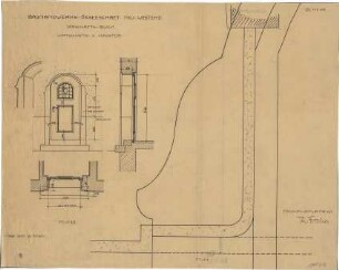Fischer, Theodor; München - Laim, Gunzenlehstr.; Wohnsiedung Bauhandwerk-Gesellschaft Neu-Westend - Wirtschaftsblock - Wirtschafts - u. Haustür (Grundriss, Ansicht, Schnitt, Details)