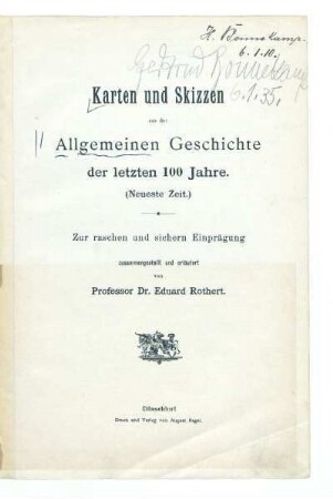 Bd. 4/5b: Karten und Skizzen aus der allgemeinen Geschichte der letzten 100 Jahre : (neueste Zeit)
