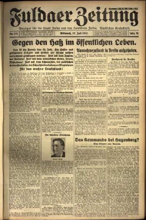 Erste Ausgabe vom Mittwoch, den 27. Juli 1932.