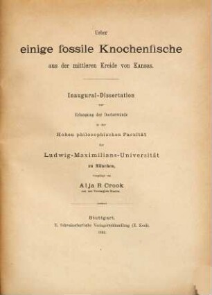 Ueber einige fossile Knochenfische aus der mittleren Kreide von Kansas ...