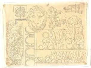 Röhrer, Karl; Dekor- und Ornamententwürfe - Figürliche und florale Studien (Perspektive)