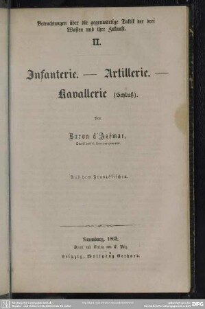 2: Infanterie, Artillerie, Kavallerie (Schluß)
