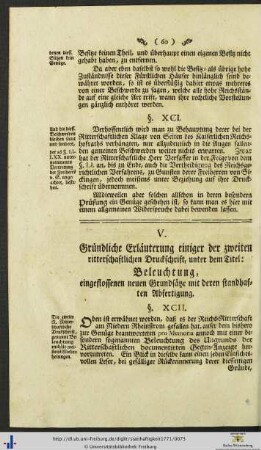 V. Gründliche Erläuterung einiger der zweiten ritternschaftlichen Druckschrift eingeflossenen neuen Grundsätze