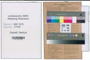 Entnazifizierung Gertrud Zackell , geb. 21.06.1884 (Putzfrau)