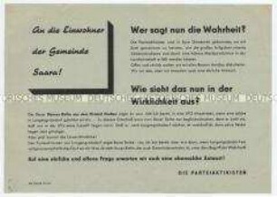 Flugblatt der SED an Einwohner von Saara zum Eintritt des Bauern Rothe in die LPG