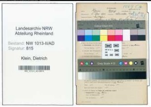 Entnazifizierung Dietrich Klein , geb. 05.05.1883 (Stadtoberinspektor)