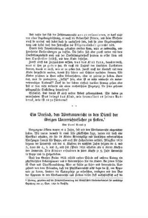 Ein Versuch, den Werkunterricht in den Dienst der übrigen Unterrichtsfächer zu stellen