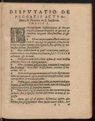 Disputatio De Peccatis Actualibus, & Peccato in S. Sanctum.
