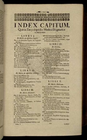 Index Capitum, quæ in Encyclopædia Medica Dogmatica continentur.