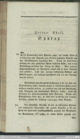Dritter Theil. Syntax