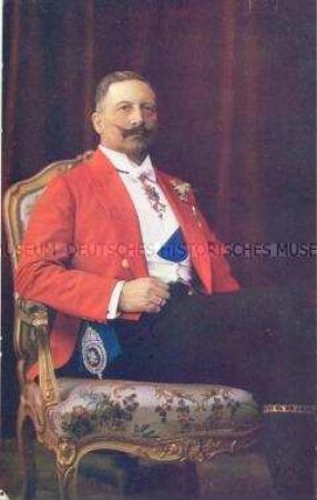 Wilhelm II. im roten Frack mit Hosenbandorden